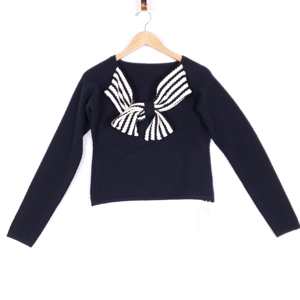 NWOT Commense Black Sweater with Striped Bow